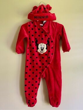 Disney Red Minnie Mouse Polka Dot One-Piece w/ Hat